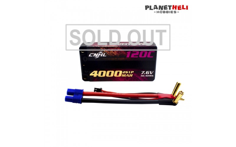 CNHL 4000mAh 7.6v 2S 120C HV Shorty Hard-case Lipo Battery with EC3 Plug
